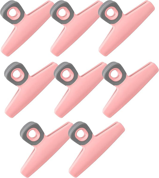COOK WITH COLOR Food Clips - Wide Heavy Duty Chip Clips, Large Bag Clips for Food Storage with Airtight Seal Grip, Pack of 8, Pink