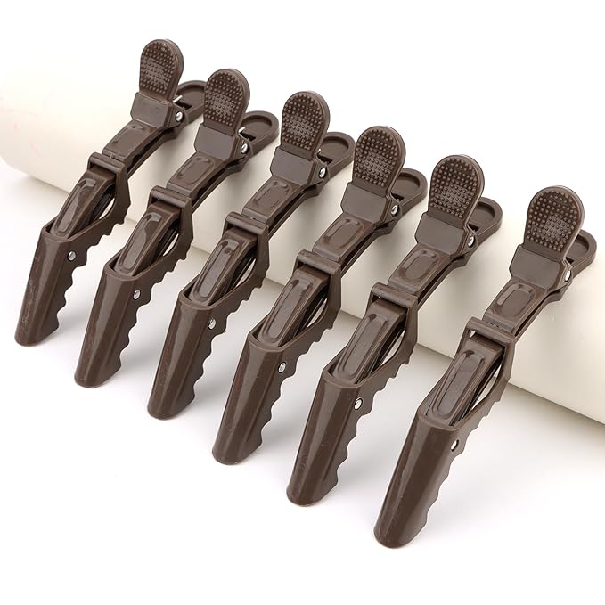 24 Pack Alligator Hair Clips, Professional Clips for Hair Sectioning, Hair Styling Accessories for Women Men Girls Teens，Dark Brown