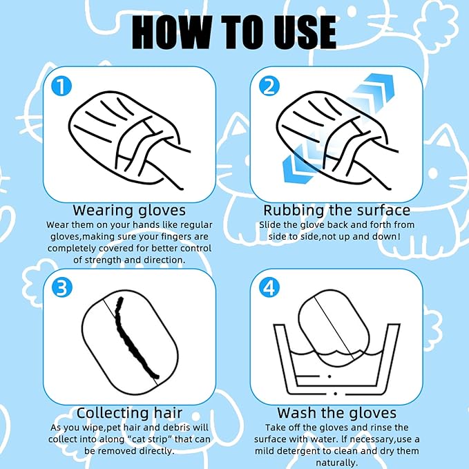 Pet Hair Removal Glove for Cats & Dogs, Upgraded Electrostatic Pet Hair Remover Glove, Reusable Dog Hair Remover for Laundry & Couch, Cat Hair Remover Furniture Tool, Pet Hair Remover Glove