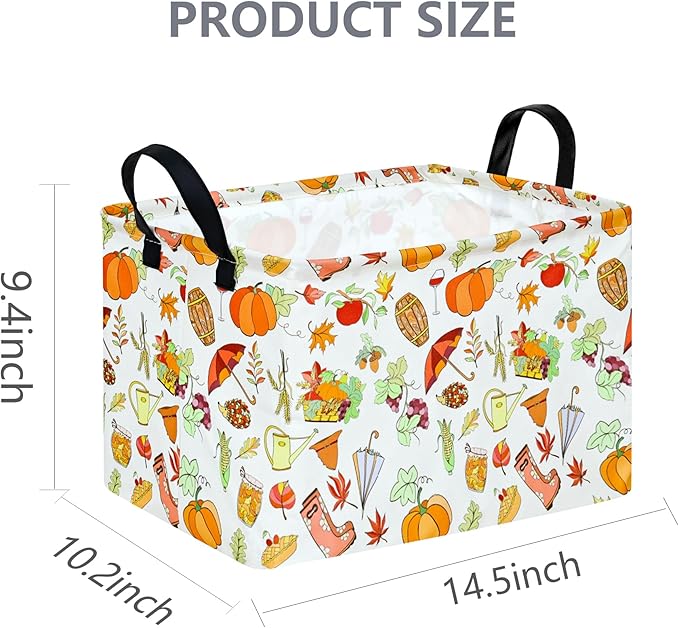 Rec Thanksgiving Box Hamper Storage Basket Collapsible Organizer Bin Gift Shelf Baskets for Home and Kitchen Storage