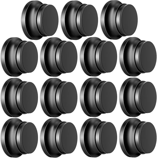15PC Door Stoppers for Wall, 1.65 x 0.9 Inch Door Knob Wall Protector with Silicone & Aluminum Alloy, Adhesive & Screw Mounting Door Bumper for Home & Office Walls, Black