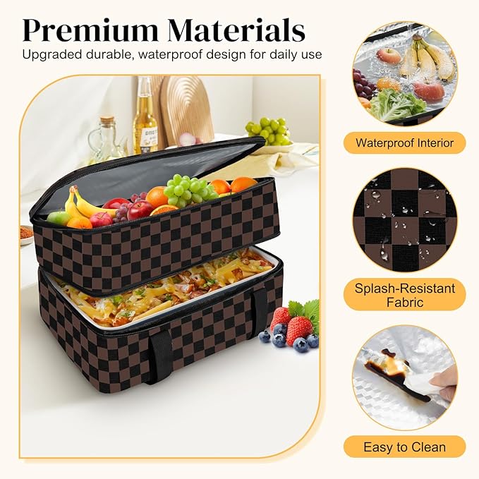 Coobiiya Insulated Casserole Carrier – Portable Tote for Hot or Cold Food, Warmer & Cooler Bag Lunch Bag, Fits 9" x 13" Baking Dish, Ideal for Potluck Parties