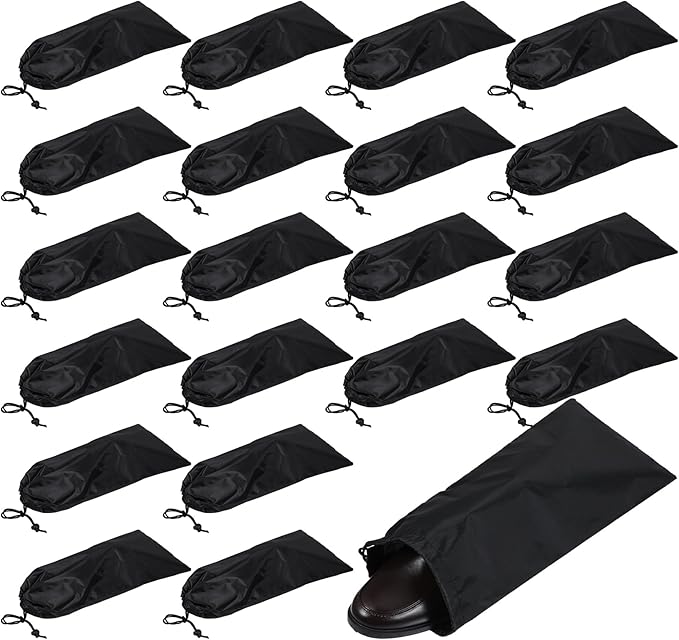 20 Pack Dust Bags For Shoes, Fabric Shoes Bags For Travel, Shoe Bag With Drawstring, Reusable Single Shoe Pouch For Protecting And Storing Shoes, Shoe Dust Bags For Men Women, Black