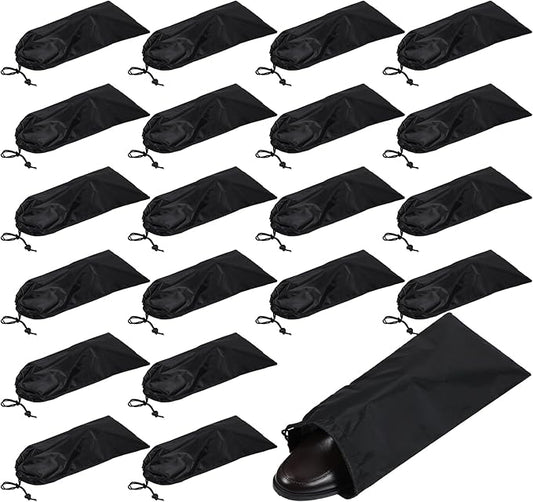 20 Pack Dust Bags For Shoes, Fabric Shoes Bags For Travel, Shoe Bag With Drawstring, Reusable Single Shoe Pouch For Protecting And Storing Shoes, Shoe Dust Bags For Men Women, Black