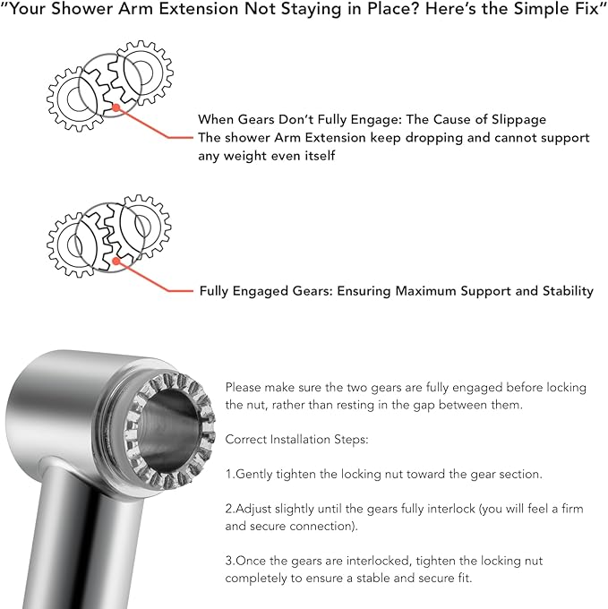 15 Inch Extra Long Adjustable Shower Head Extension Arm With Locking Set Screw, Singing Rain 304 Stainless Steel Angle Height Adjustable, G1/2 Universal Connector Compatible (Egyptian Gold)