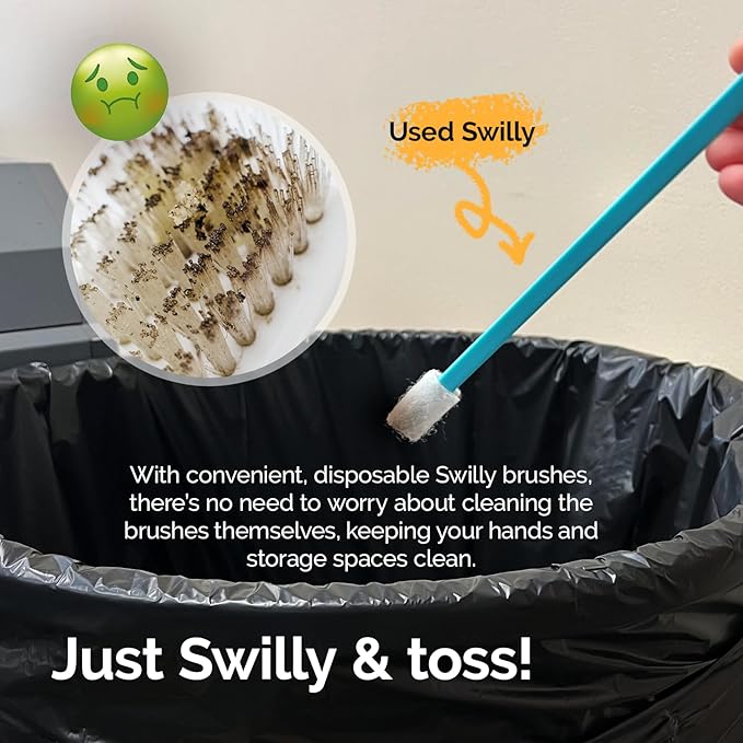 Evaclean Swilly Original Disposable Crevice Brushes - 100 Pack - Versatile Cleaning Tool for Tight Spaces, Window Tracks, Keyboards, Car Vents, and Household Use (Red)