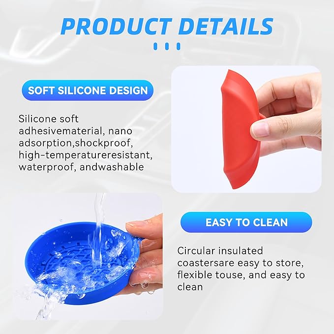 4PCS Car Cup Holder Coaster, Silicone Non-Slip Vehicle Cup Holder Insert Pads, Automotive Interior Insulation Drink Cup Mats Decor Accessories, Universal for SUV, Sedan, Truck (Black)