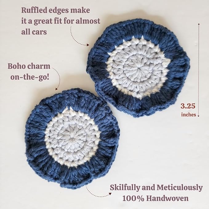 Cotton Crotchet Ruffled Flower Coaster Set (Coastal Breeze)