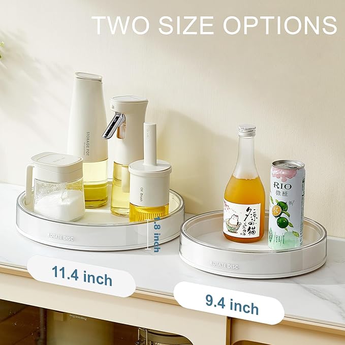 Anyoifax 360 Rotating Makeup Organizer Perfume Tray Skincare Holder Spinning Cosmetic Storage Bathroom Countertop Organizer Lazy Susan Turntable for Dresser, Vanity, Kitchen, Small White