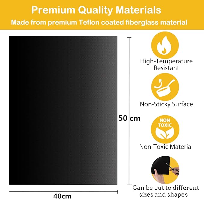 Dailyart 19x15inch Grill Mats for Outdoor Grill, Set of 5 Non-Stick Teflon Grill Mat, Upgraded & Enlarged Reusable Grill Mats for Grilling, BBQ Grilling Accessories for Gas, Charcoal, Electric