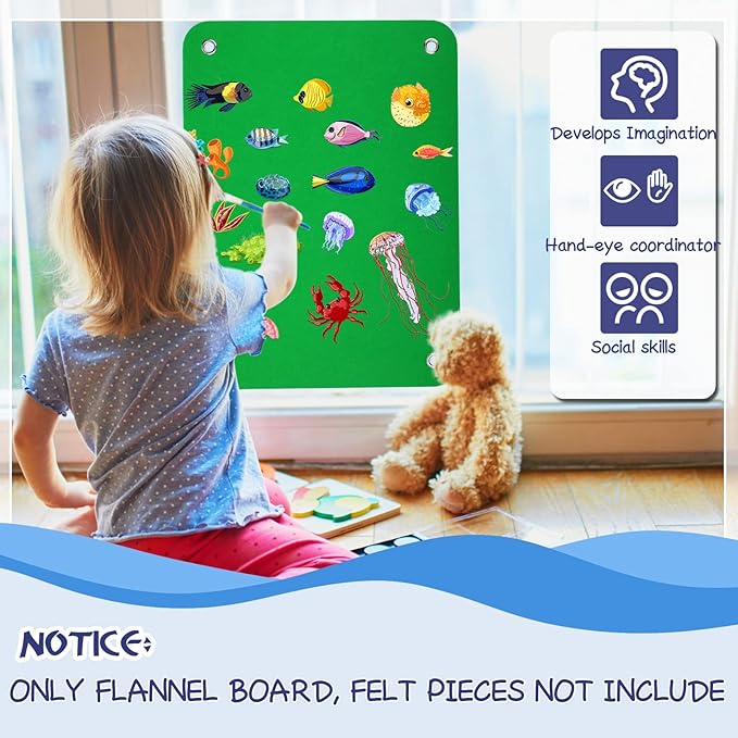 Yunsailing 4 Pieces Felt Board for Toddlers Classroom Flannel Board Stories for Preschool Homeschooling, Kids Felt Story Activity Wall Hanging Children Birthday Gifts, 11.8 x 15.75 Inch, 2 Colors