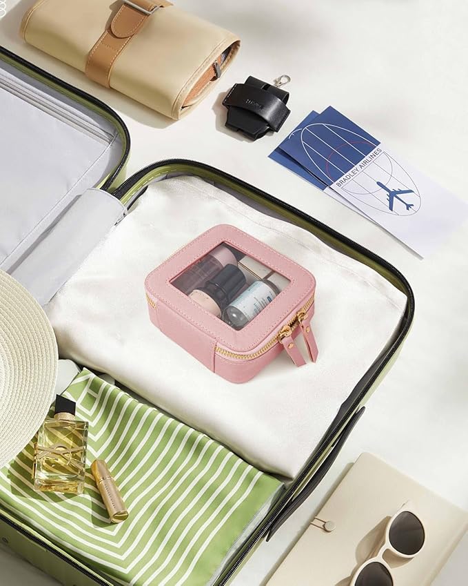 Travel Clear Makeup Bag Set, TSA Approved Cosmetic Bag Case with Zipper Portable Makeup Pouch Toiletry Bag Women Traveling Cosmetic Organizer Storage Bag Car Organizer Car Essentials for Women