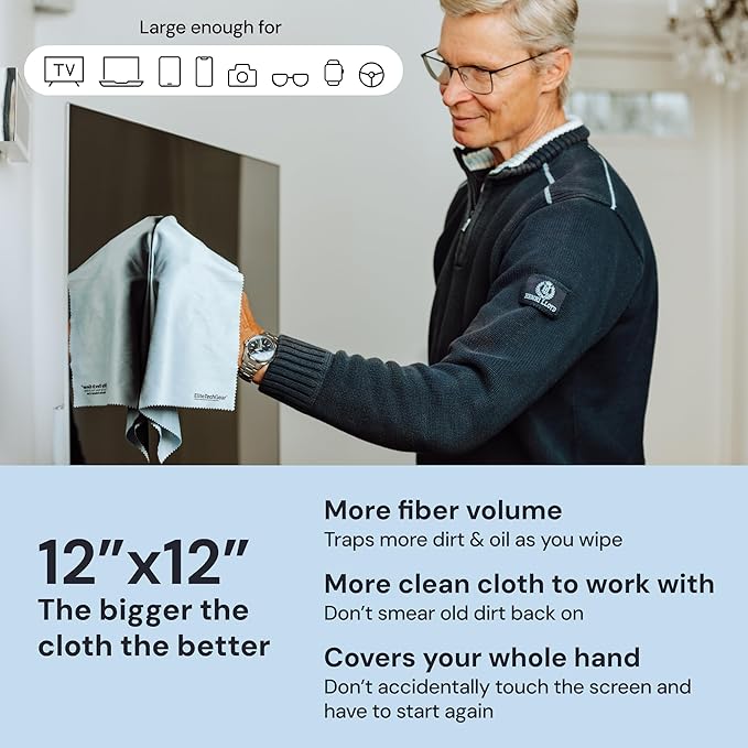 Elite Tech Gear Optical, Screen & Lens Care Kit - 3pc Spray (2x4oz+1oz) with 2 Microfiber Cloths - Alcohol-Free Eyewear Solution - 5pc Glasses Cleaner