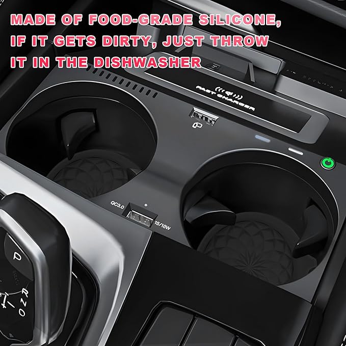2 PCS Car Cup Holder Coasters, 2.75 Inch Anti-Slip Insert Silicone Car Coaster Drink Mat, Shockproof Universal Auto Cup Coasters for Most Vehicles, Car Interior Accessories (Black)