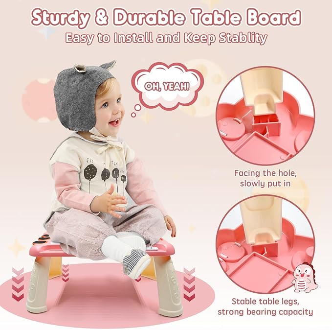 AiTuiTui Magnetic Drawing Board Toddler Toys with Legs for Girls Boys, Color Sketch Writing Scribble Doodle Pad Travel Games, Educational Learning Kids Toys Gift for Birthday or Christmas (Pink)