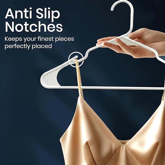 Utopia Home - Plastic Hangers 30 Pack - Space Saving Clothes Hanger - Durable and Strong Closet Organizers and Storage Makes It Ideal Stocking Stuffers or Apartment or Dorm Room Essentials (White)
