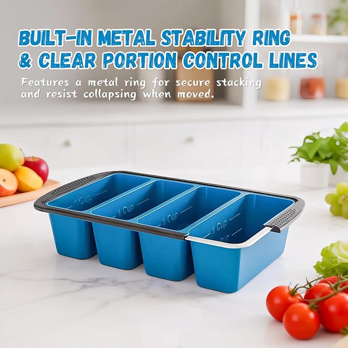 GORCI Silicone Soup Freezer Trays with Lids - 3 Pack, ½ cup, 1 cup, and 2 cup - Perfect Portion Control for Broth, Sauce & Meal Prep ，100% Platinum Silicone BPA-Free, Flexible, Dishwasher Safe