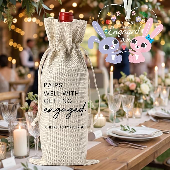 Easter Engaged Gift Engagement Gifts for Couples Her Easter Engagement Party Decorations Gifts for Engaged Couple Wine Bag Acrylic Bunny Ornament 2026