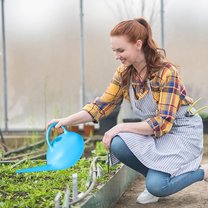 ZXJ Small Plastic Watering Can - 1/4 Gallon - for Home Plant Garden - Blue