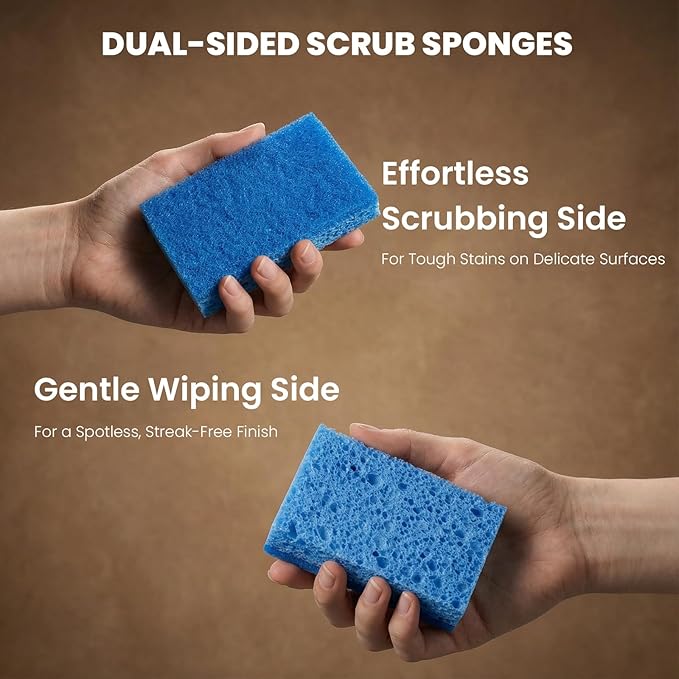 Metflavor Kitchen Sponges, 12 Count, Non-Scratch Scrub Sponge, Dual Sided Cleaning Sponges for Dishes, Kitchen, Bathroom