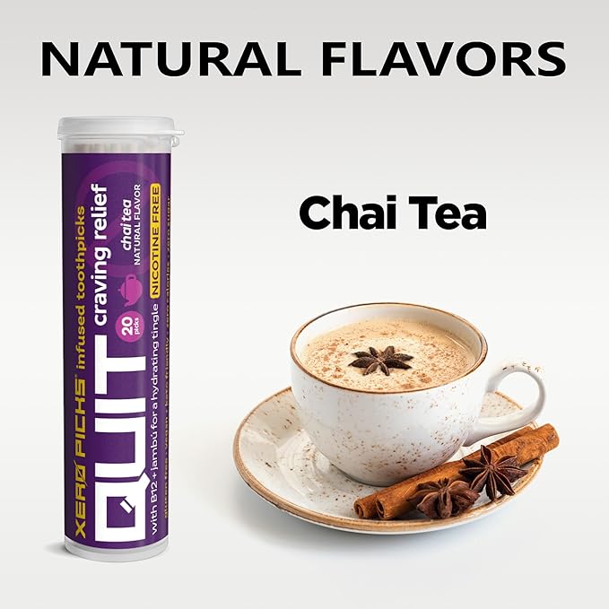 Xero Picks Infused Flavored Toothpicks to Help Quit Smoking - Nicotine Free (Chai Tea, 3 Pack) Non-GMO Kosher Vegan