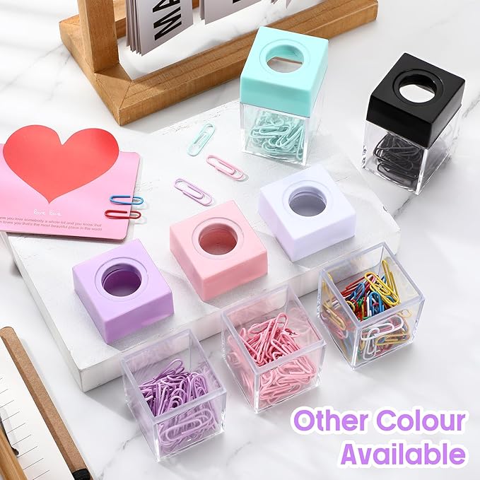 Outus 4 Pieces Magnetic Paper Clip Dispenser Holder Paperclip Dispenser for Desk, School, Office (Purple)