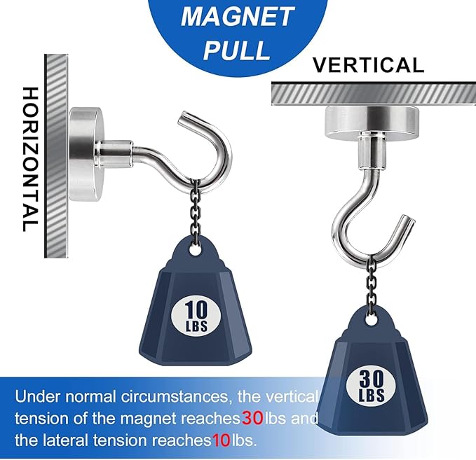 LOVIMAG Magnetic Hooks, 30lbs Strong Magnetic Hooks for Cruise Cabins, Magnet Hooks Cruise Ship Essentials, Refrigerator Magnets for Hanging, Door Decor, Classroom Must Haves -30Packs
