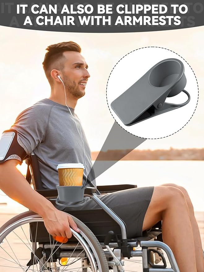 2PCS Drinking Cup Holder, Kalolary Desk Bottle Cup Stand DIY Glass Clamp Storage Saucer Clip Water Coffee Mug Holder Saucer Clip Design for Home & Office, Grey