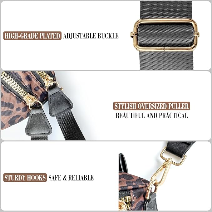 Bum Bag Crossbody Bag for Women | Spacious Bum Bags | Nylon Crossbody Fanny Packs | Leopard Purse Belt Wallet (Colour Bum Bag-Brown Leopard)