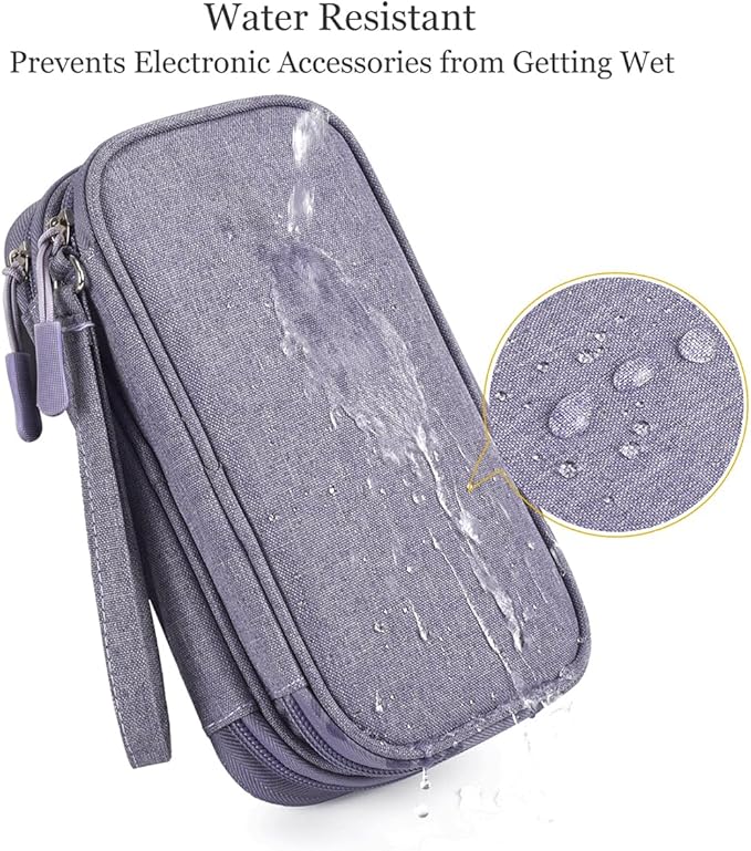 Travel Electronic Organizer Pouch Bag, Waterproof Portable Electronic Accessories Storage Multifunctional Case for USB, Cable, Cord, Charger, Phone, Power Bank, Earphone (Purple, Large)