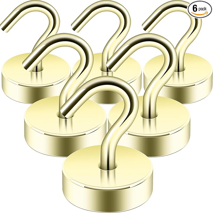 Neosmuk Magnetic Hooks, Cruise Ship Essentials, 40lb+ Heavy Duty Magnetic Hooks for Cruise Cabins, Refrigerator, Grill, Hanging, and Travel | Extra Strong Must-Haves Magnet Hook,Gold