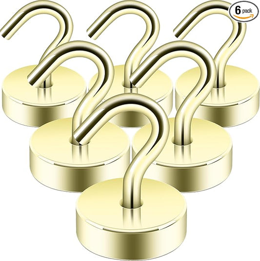 Neosmuk Magnetic Hooks, Cruise Ship Essentials, 40lb+ Heavy Duty Magnetic Hooks for Cruise Cabins, Refrigerator, Grill, Hanging, and Travel | Extra Strong Must-Haves Magnet Hook,Gold