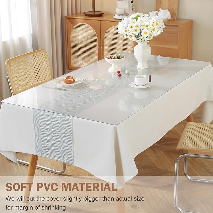 LovePads Clear Desk Mat 14 x 32 Inch, 1.5mm Thick Clear Table Protector, Waterproof Plastic Table Cover Protector, PVC Desk Protector Mat, Vinyl Desk Cover for Desktop, Coffee & Dining Table