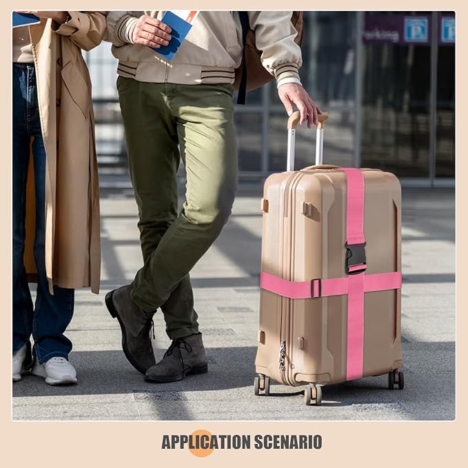 BILIONE 8 Pcs Luggage Straps, 79" Long Belts Keep Suitcase Secure While Traveling, TSA Approved Add a Bag Premium Accessory for Travel Bag Closure (8 Pcs Purple)