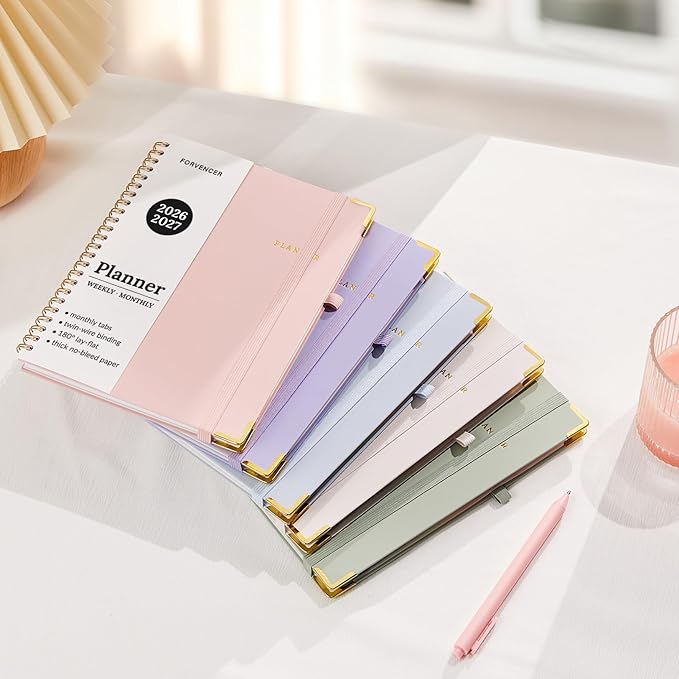 Forvencer Academic Planner 2026-2027, July 2026-June 2027 Weekly & Monthly Hardcover Calendar Planner, 6" X 8", Daily Agenda Book, School Office Notebook College Teacher Organizer A5, Poppy Bouquet
