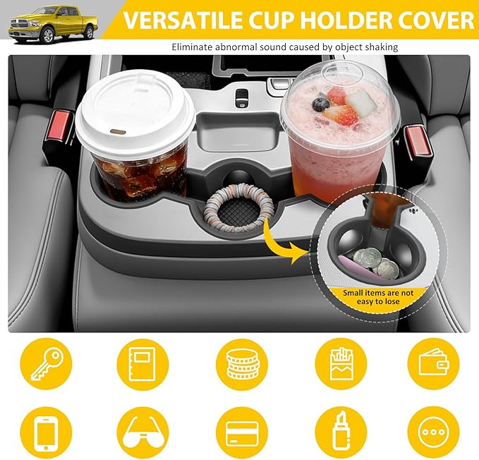 Jump Seat Cup Holder for 2013-2018 Dodge Ram 1500 2500-5500 & 2019-2025 Classic Models(NOT New Body) Center Console Cup Holder Insert Cupholder Coaster Liner Accessories(Jump Seat Only)