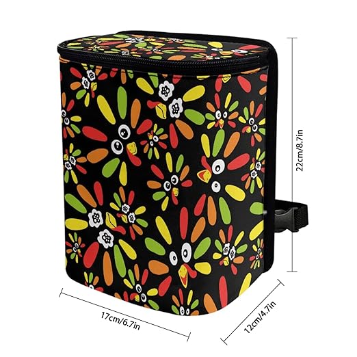 1.2 Gallons Trash Can for Car, Funny Turkey Car Trash Bag, with Zipper Leak-Proof Lid Design, Adjustable Hanging for Tail of Console/Back of Seats, Easy to Clean, Family Trips Essential