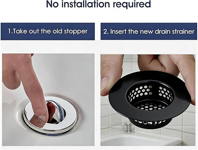 2Pcs Polished Silver Shiny Drain Strainer - Fits 1.25"-1.60" Hole | Stainless Steel Hair Catcher for Bathroom/Bathtub/Laundry/RV Sink