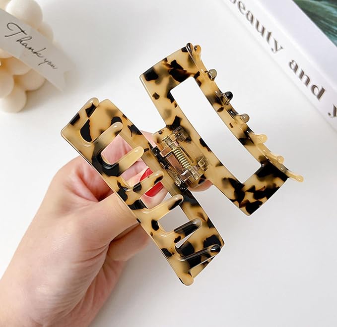 4Pcs Hair Claw Clips, Acetate Hair Banana Barrettes, French Butterfly Jaw Clips, Mermaid Color Crab Hairpin, Leopard Print Stylish Hair Accessories for Women Girls (4 Pcs)