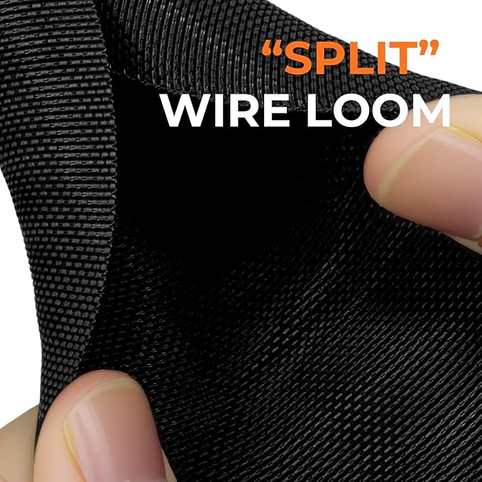 1-1/4 inch Split Braided Cable Management Sleeve for USB Cable Power Cord Audio Video Cable, Wire Loom Cord Protector from Cat Dog Chewing (Black, 10FT)
