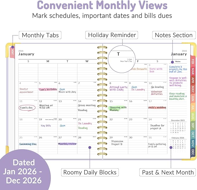 2026 Planner, Forvencer Calendar Planner Weekly and Monthly, Jan 2026-Dec 2026, 8.5" X 11", Hardcover Agenda Book, Daily Journal Organizer with Inner Pocket, Notebook for Office School, A4, Purple