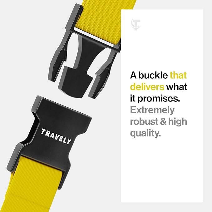 TRAVELY Luggage Straps - Particularly conspicuous & Secure - Incl. 4 Name Tags - Luggage Strap Ideal crosswise - [Set of 4]