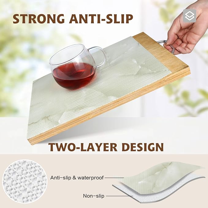 2-Layer Drawer and Shelf Liner for Kitchen Cabinet: 12in X 20Ft Non Slip Waterproof Shelf Paper Non Adhesive Refrigerator Liners Cyan Marble Easy Liners for Bathroom with Knife Tape Measure