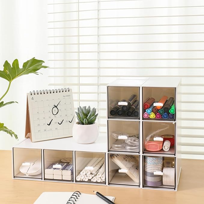 Plastic 3 Drawer Organizer for Cosmetic Storage, Desk Organizer, Makeup Organizer for nail polish, Lipstick, Brushes, Jewelry, Skincare, Bathroom Organization Boxes - White