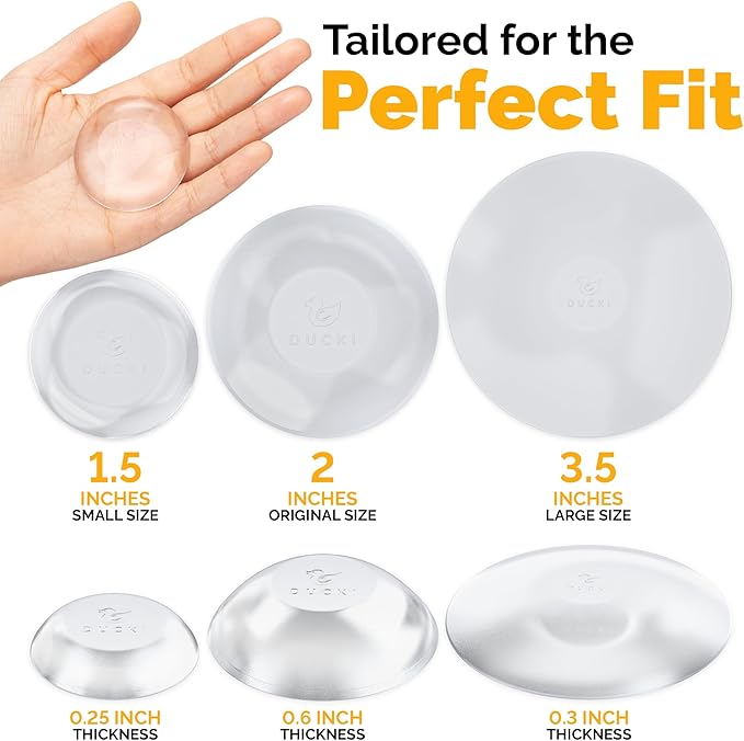 Ducki Door Stop Wall Protectors, 2 Pack Clear, Self Adhesive Reusable Solution for Stopping Wall Damage & Noise from Doors, Refrigerators, & in Your Home or Office, Durable Shock Absorbent & Discreet