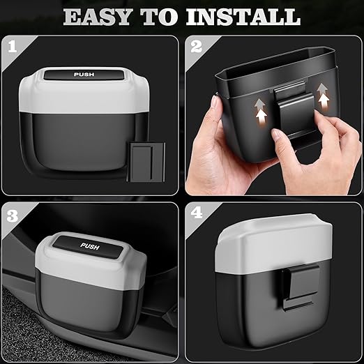 2 Packs Car Trash Can with Lid，Built-in Storage Garbage Bag，Leakproof Vehicle Trash，Car Accessories for Interior,Mini Garbage Bin for Automotive, Office, Kitchen,Bedroom，with 30pcs Trash Bags