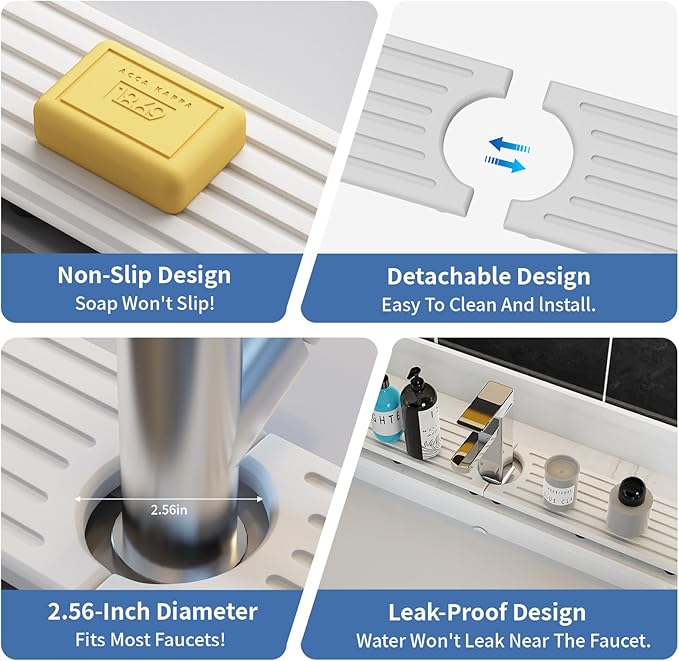 Stone Faucet Mat for Kitchen Sink, Water Absorbing Sink Water Splash Guard, Fast-Drying Kitchen Sink Faucet Mat, Durable Protector and Stone Drying Mat for Kitchen Counter & Bathroom Sink