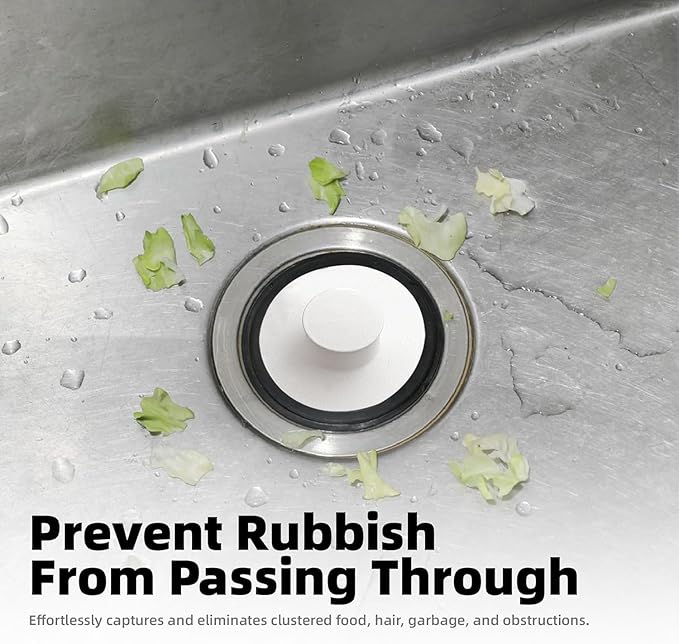 RQYEKDO Kitchen Sink Stopper, Stainless Steel 3-1/2 inch Universal Sink Plug Cover for Garbage Disposal Flange Drain,Fit for InSinkErator, Moen,Waste Maid, and More（White