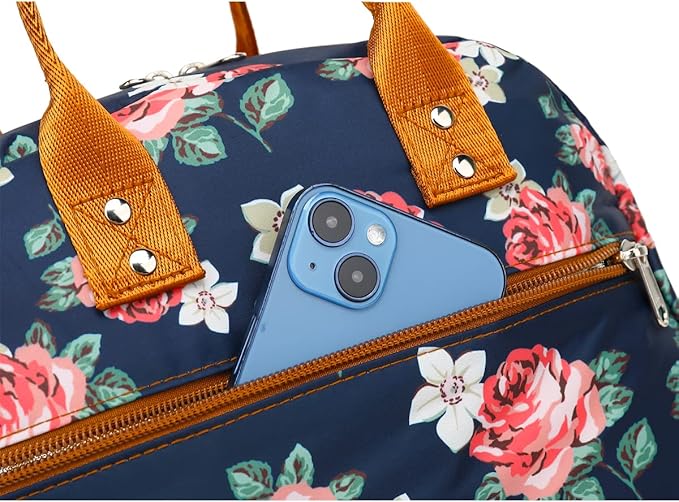FlowFly Insulated Lunch Bag With Shoulder Strap for Women, Men, and Kids, Large and Reusable, Handle, Freezable Work and School Travel Tote and Meal Prep Organizer, Peony