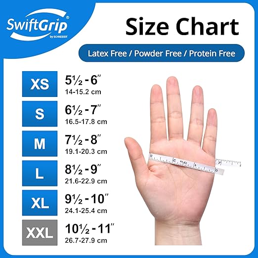 SwiftGrip Disposable Nitrile Gloves, Blue, Nitrile Gloves Disposable Latex Free, Cleaning Gloves, Food-Safe Rubber Gloves, Powder Free, Non-Sterile, 100-ct Box (X-Small)